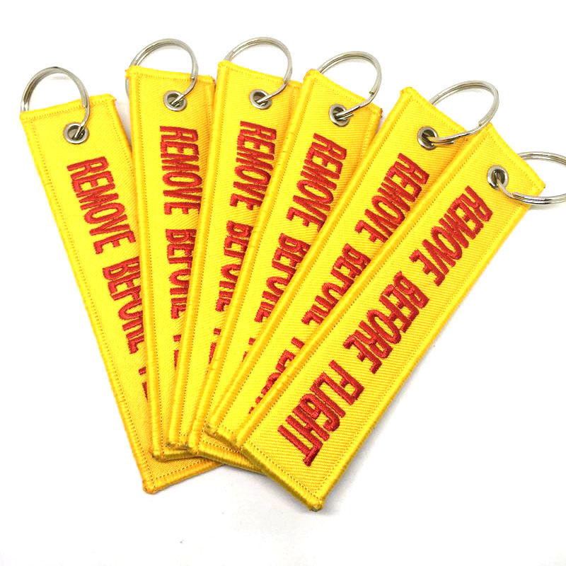 Remove Before Flight Double-sided Keychain Aviation Yellow & Red